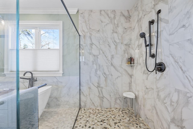3745 Raulston Falls Rd, Jasper, TN 37347 - bathroom featuring crown molding and tiled shower