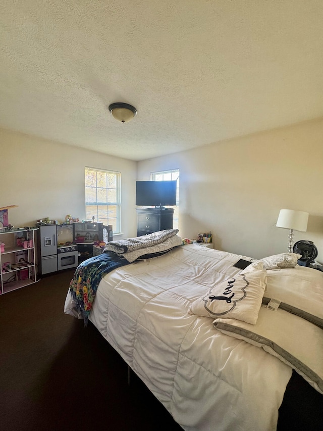 bedroom with a textured ceiling