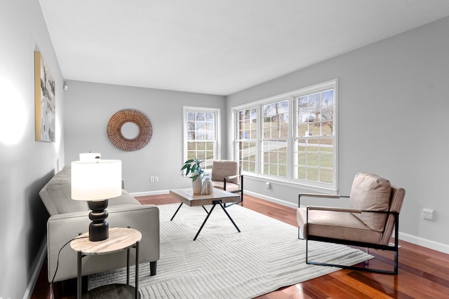 living area featuring hardwood / wood-style flooring