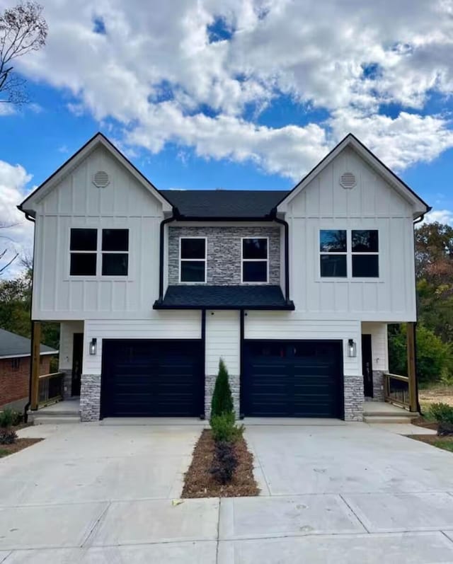 view of front of property with a garage