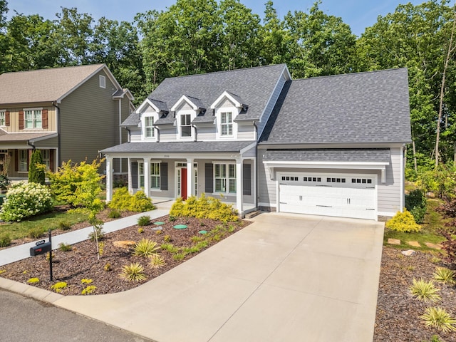 view of front of house featuring a garage and a porch