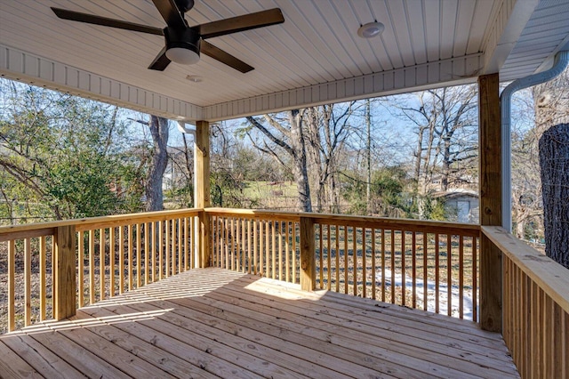 deck featuring ceiling fan