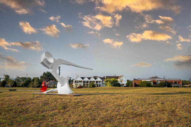 view of yard at dusk