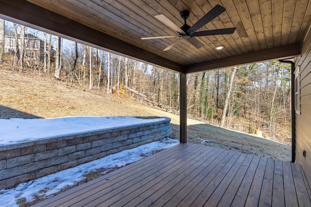 wooden deck with ceiling fan