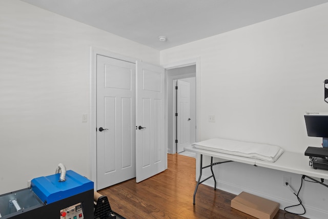 office space featuring dark hardwood / wood-style floors