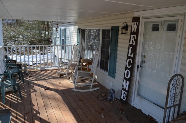 deck featuring a porch