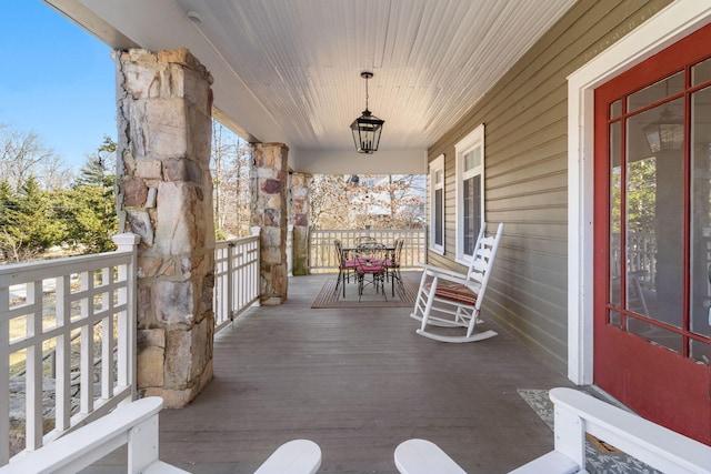 wooden deck with covered porch