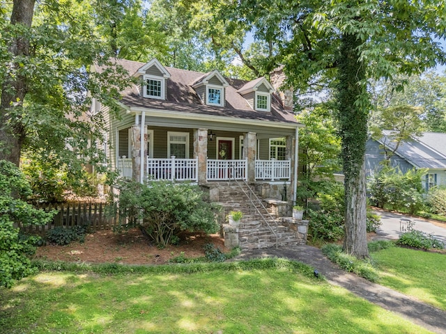 608 Texas Ave, Signal Mountain, TN 37377 - cape cod house with covered porch, stairs, and stone siding