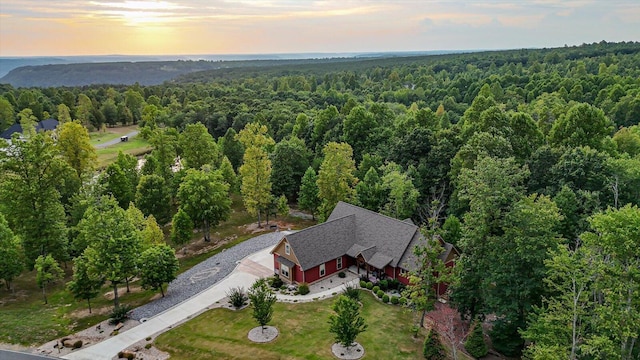 view of aerial view at dusk