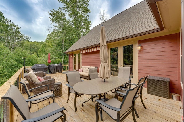 deck featuring an outdoor living space