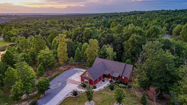 view of aerial view at dusk