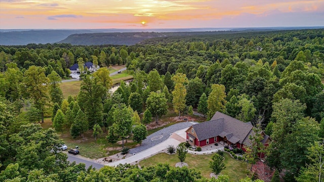 view of aerial view at dusk