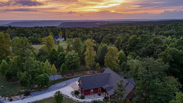 view of aerial view at dusk