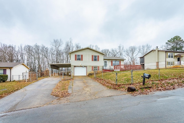 view of front of home with a garage and a front lawn