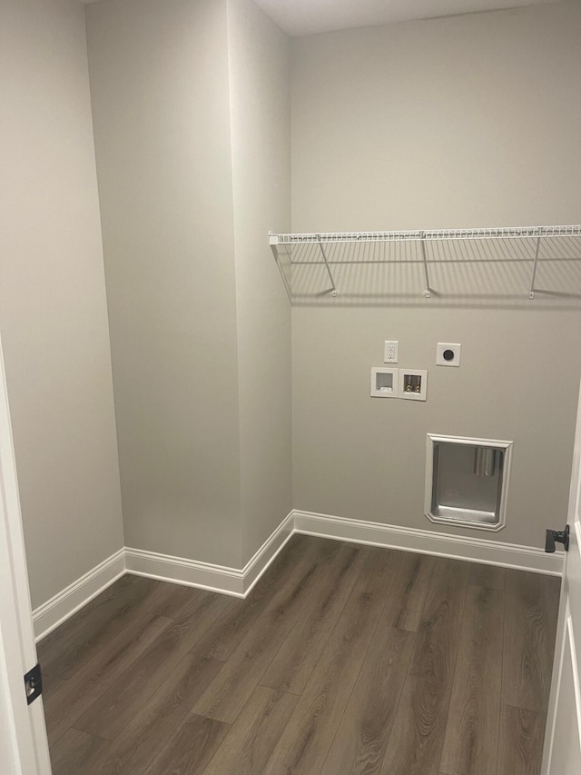 washroom featuring washer hookup, dark hardwood / wood-style floors, and hookup for an electric dryer