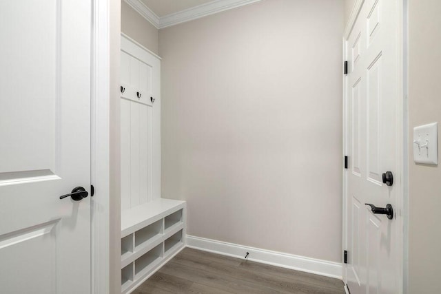 1691 Whisper Winds Ln Unit 35, Ooltewah, TN 37363 - mudroom featuring crown molding and wood finished floors