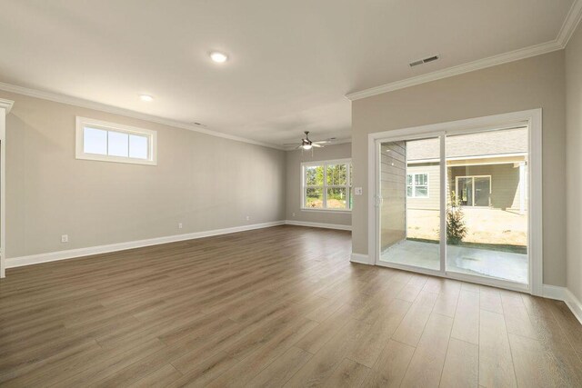 1691 Whisper Winds Ln Unit 35, Ooltewah, TN 37363 - empty room featuring crown molding, ceiling fan, wood finished floors, and recessed lighting