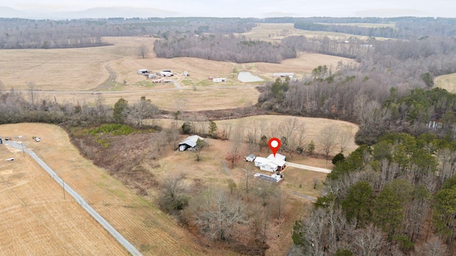 bird's eye view with a rural view