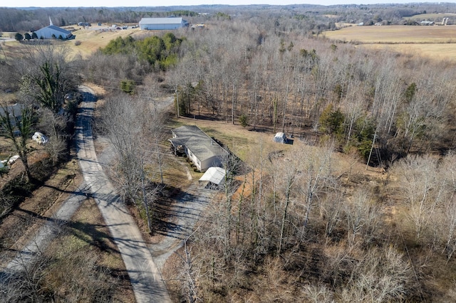 drone / aerial view with a rural view