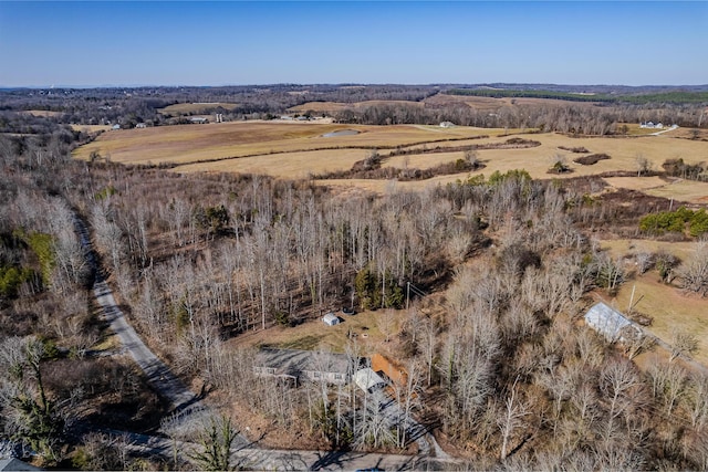 drone / aerial view with a rural view