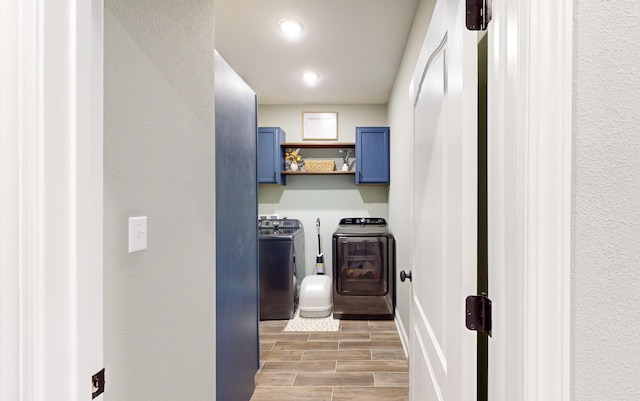 interior space with washing machine and clothes dryer