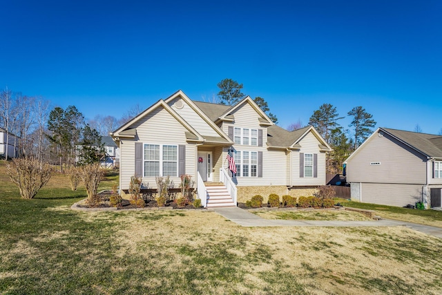 view of front of house with a front lawn