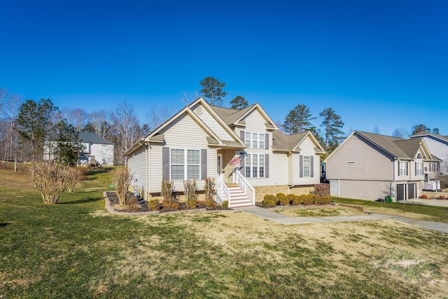 view of front of home with a front yard