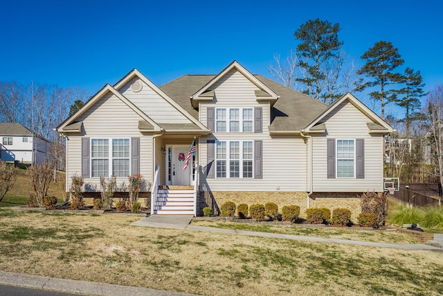 view of front of property with a front yard