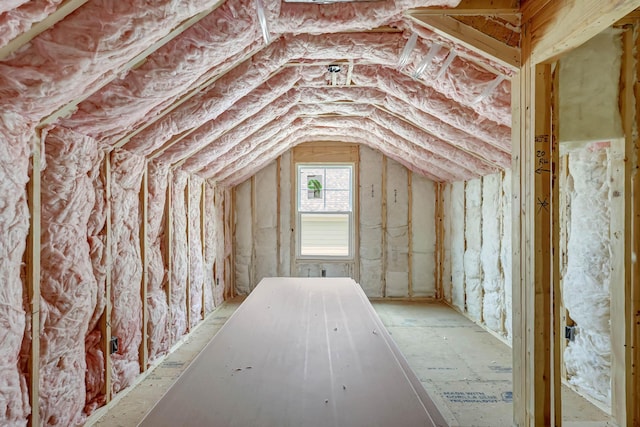 view of unfinished attic