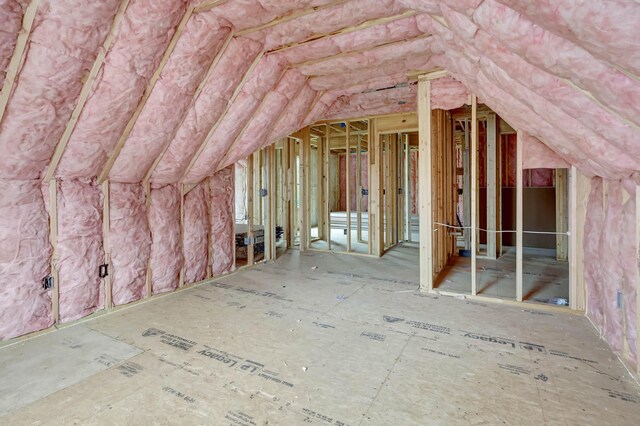 view of unfinished attic