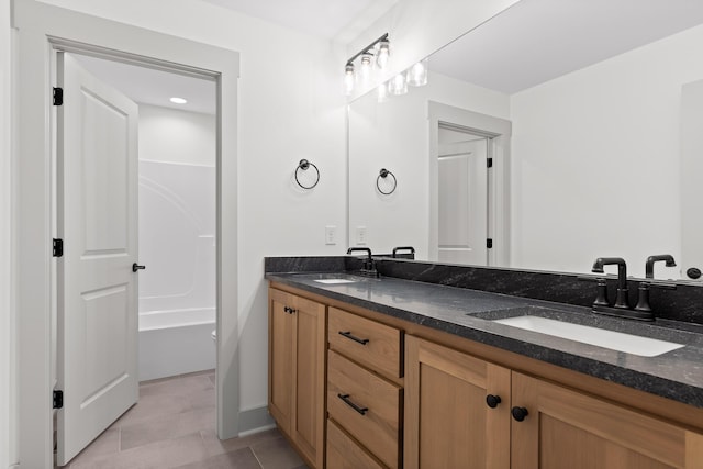 bathroom featuring tile patterned flooring and vanity