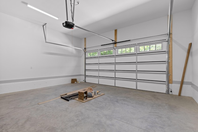 garage with a garage door opener