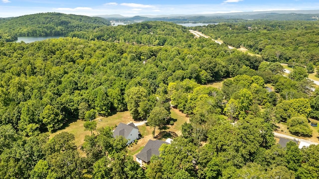 aerial view with a water and mountain view