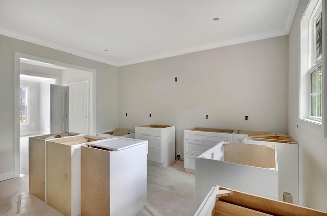 clothes washing area featuring crown molding