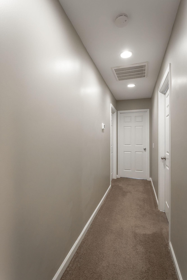 hallway featuring carpet flooring