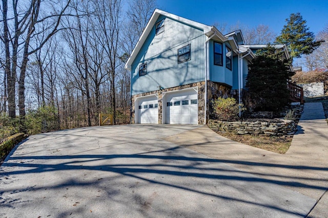 view of property exterior featuring a garage