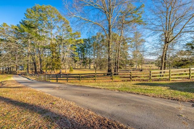 view of road with a rural view