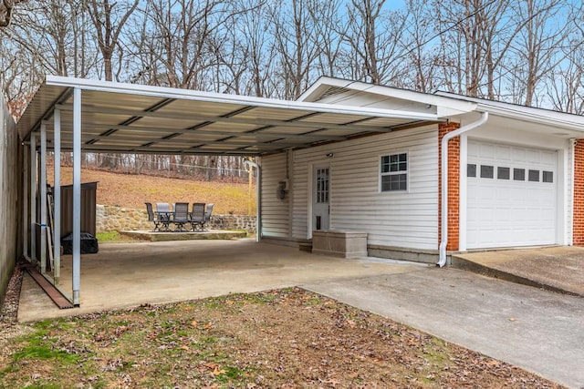 view of vehicle parking featuring a garage and a carport