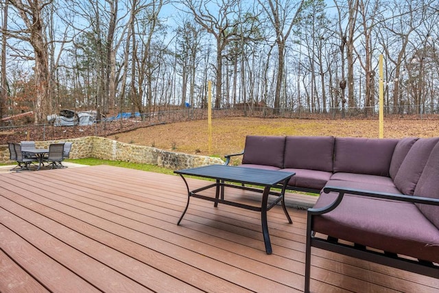 deck featuring outdoor lounge area