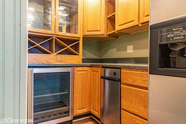 kitchen with beverage cooler