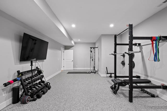 view of workout area