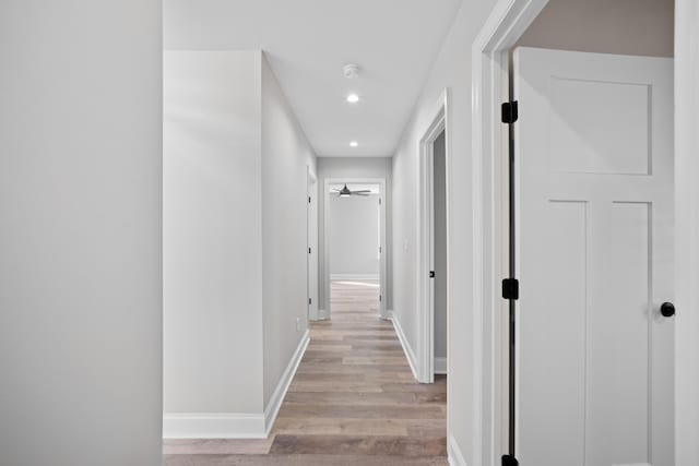 hall featuring light wood-type flooring