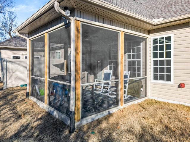 exterior space featuring a sunroom