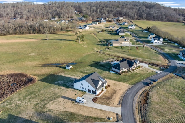 drone / aerial view with a rural view