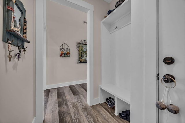 mudroom featuring wood-type flooring