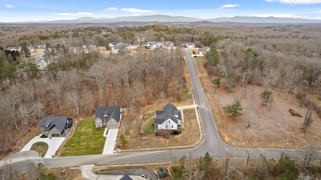 aerial view with a mountain view