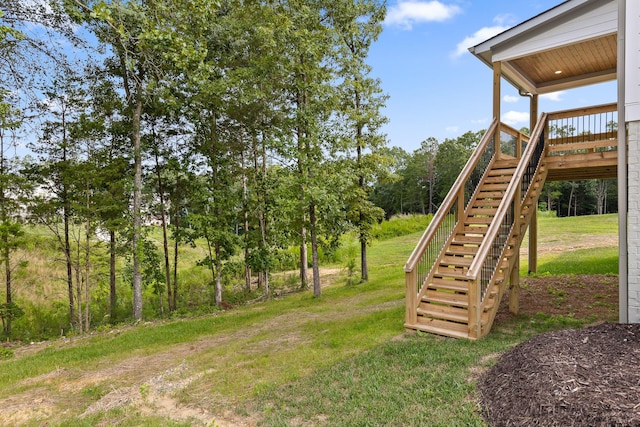 view of yard featuring a deck