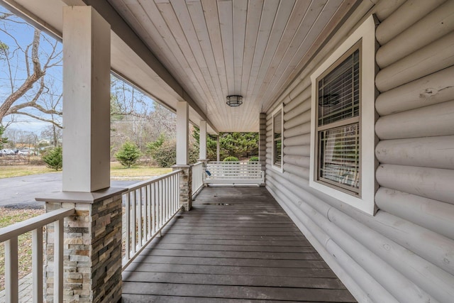 wooden deck with covered porch