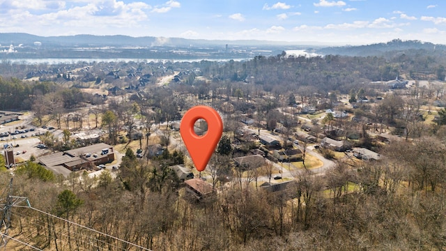 birds eye view of property featuring a mountain view