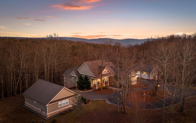 aerial view featuring a mountain view